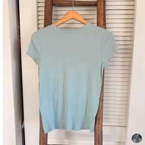 A New Day Womens T-Shirt Ribbed Knit Short Sleeve Casual Top Green